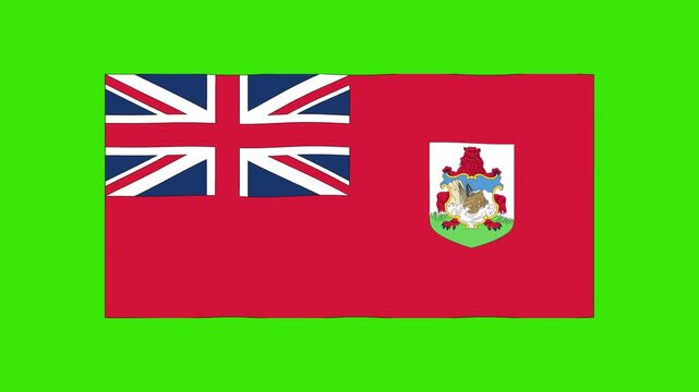 Abstract Illustration Bermuda flag waving green screen 4K