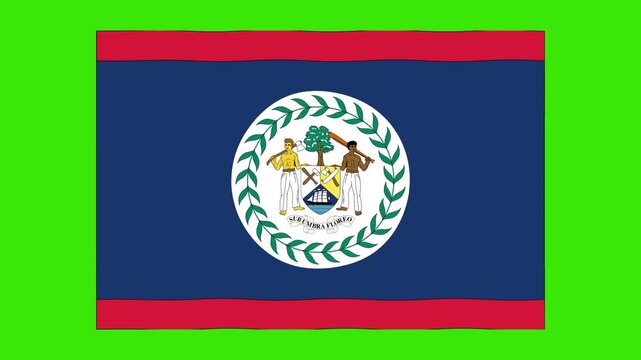 Abstract Illustration Belize flag waving green screen 4K