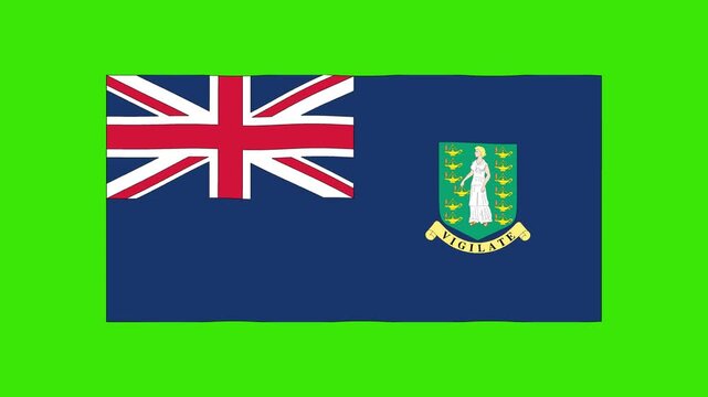 Abstract Illustration British Virgin flag waving green screen 4K