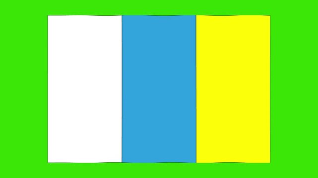 Abstract Illustration Canary flag waving green screen 4K