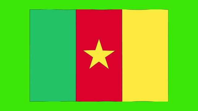Abstract Illustration Cameroon flag waving green screen 4K