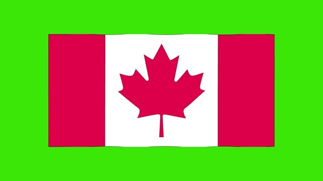 Abstract Illustration Canada flag waving green screen 4K