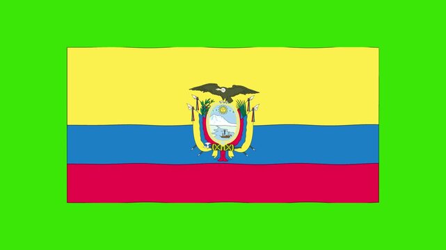 Abstract Illustration Ecaudor flag waving green screen 4K