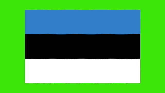 Abstract Illustration Estonia flag waving green screen 4K
