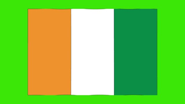 Abstract Illustration Ivory Coast flag waving green screen 4K