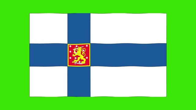 Abstract Illustration Finland flag waving green screen 4K