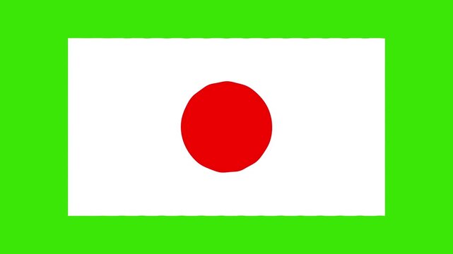 Abstract Illustration Japan flag waving green screen 4K