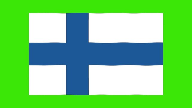 Abstract Illustration Finland flag waving green screen 4K