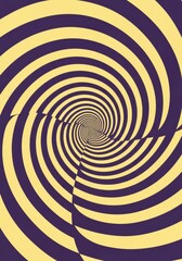 Fototapeta premium Abstract Hypnotic Spiral Background with Purple and Yellow Stripes Optical Illusion Pattern