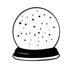 Fototapeta premium Christmas snow globe outline icon hand drawn style for winter holiday. Vector illustration