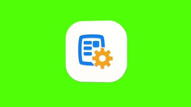 3D animated resume settings icon on a white rounded card with a green screen background. Smooth loop motion, perfect for UI, profile edit, and video editing elements.