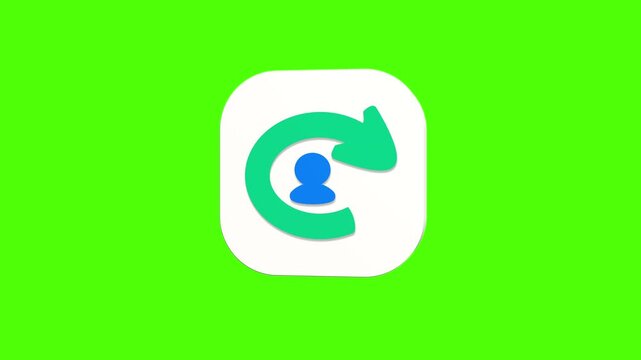 3D animated return customer icon on a white rounded card with a green screen background. Smooth loop motion, perfect for UI, client retention, and video editing elements.