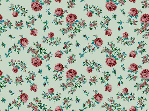 seamless pattern with beautiful pink flowers