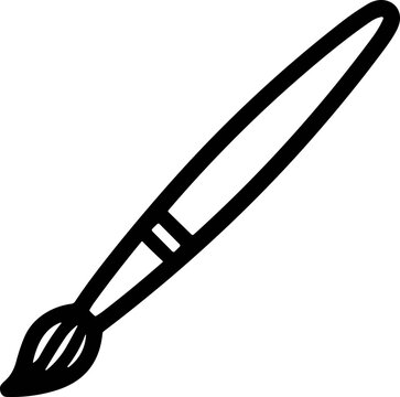 Hand-drawn paintbrush icon isolated on white background, simple art tool illustration.
