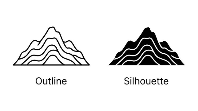 Mountain Outline and Silhouette Icons