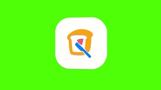 3D animated toast with jam icon on a white rounded card with a green screen background. Smooth loop motion, perfect for UI, breakfast menu, and video editing elements.