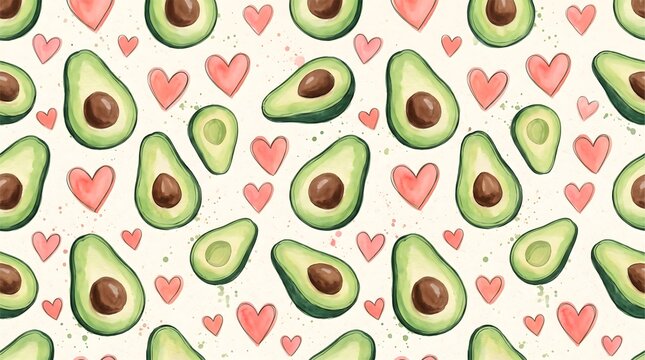 Cute avocado fruits pattern background design
