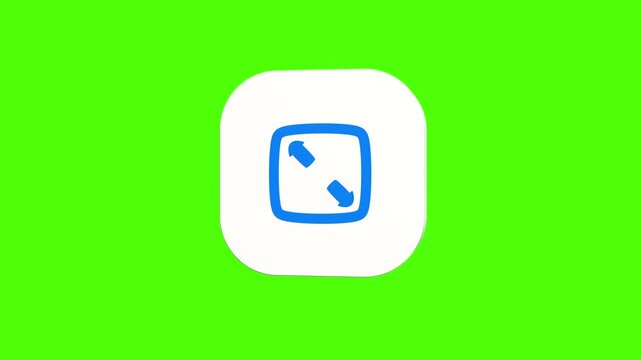 3D animated expand frame icon on a white rounded card with a green screen background. Smooth loop motion, perfect for UI, fullscreen mode, and video editing elements.