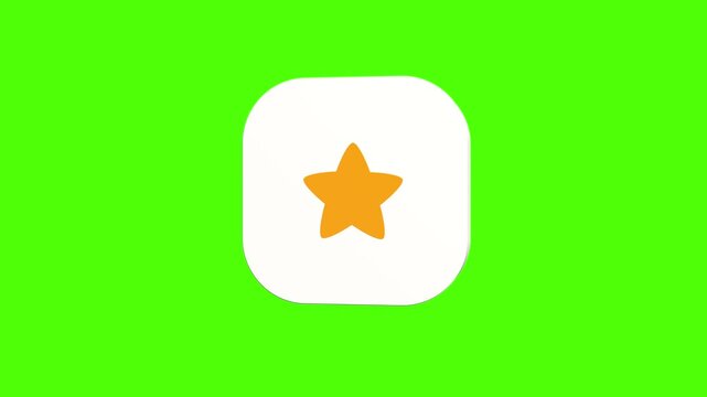 3D animated favorite star icon on a white rounded card with a green screen background. Smooth loop motion, perfect for mobile app UI, bookmark rate, and video editing elements.