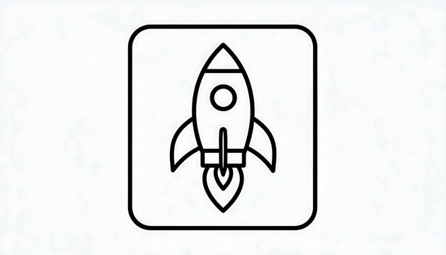 Minimalist Rocket Ship Icon representing Business Startup Success and Space Exploration Concept