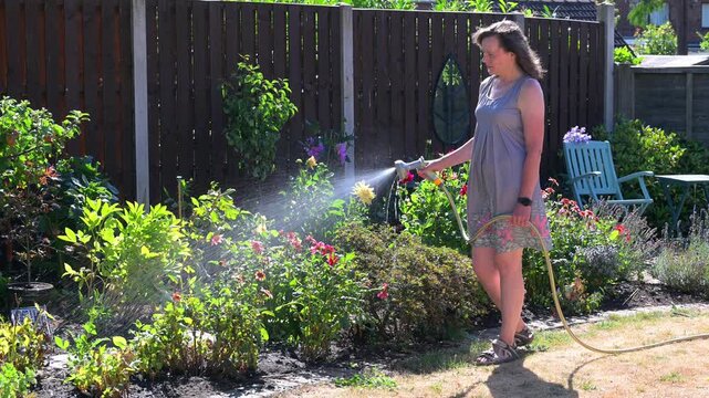 Watering the back garden.