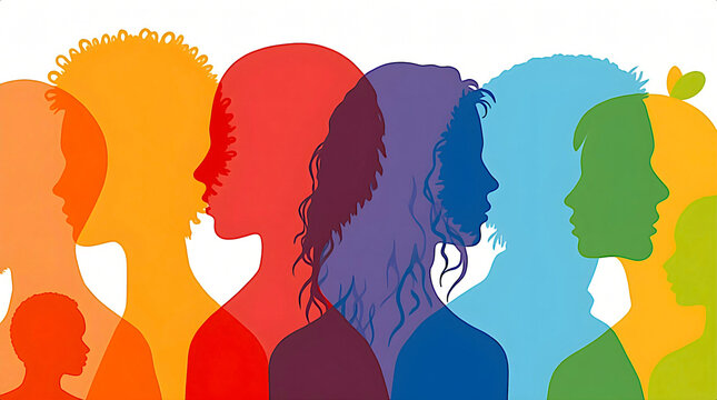 colorful silhouettes of people: diversity, community and intergenerational connection