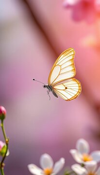 Delicate wings unfold as a single line butterfly takes flight in spring, insects, moth