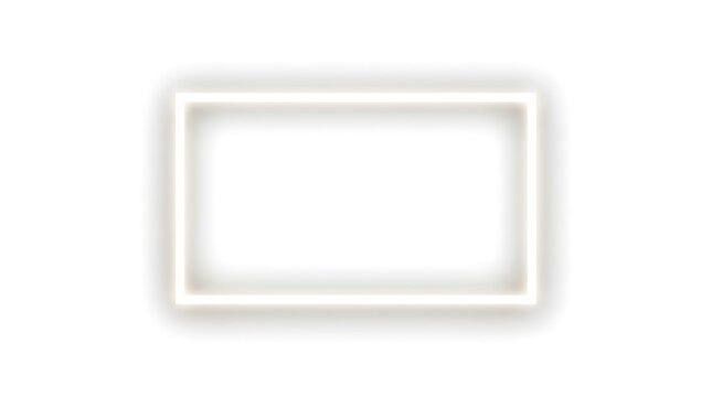 Minimalist rectangular white frame isolated on white background.