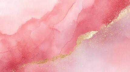 Fototapeta premium Elegant Pink Watercolor Background with Gold Accents and Texture