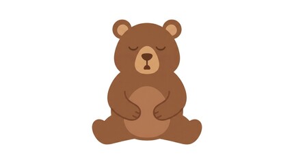 Obraz premium Cute brown bear sitting calmly illustration with wildlife illustration minimalist friendly
