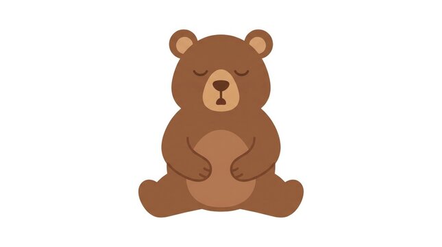 Cute brown bear sitting calmly illustration with wildlife illustration minimalist friendly