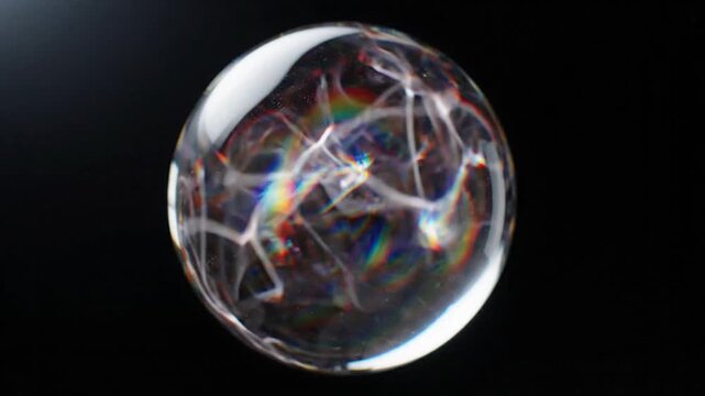 Rainbow Light Swirls in Crystal Sphere