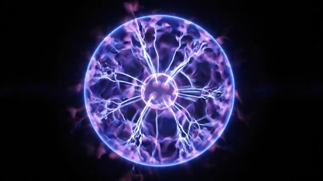 Plasma Ball with Electric Blue and Purple Discharges