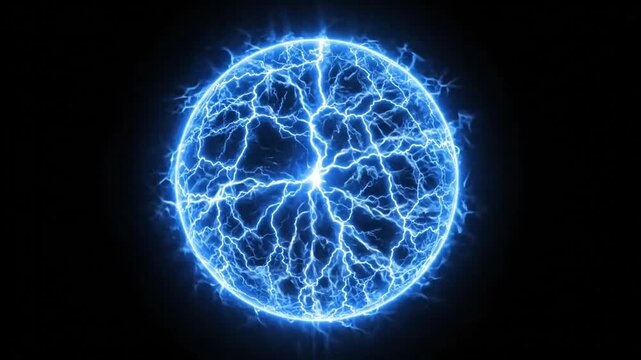 Blue Plasma Sphere with Electric Lightning Arcs