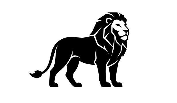 Majestic Lion Standing Silhouette Flat Vector Design