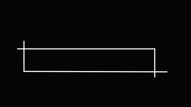 Continuous White One Line Drawing Animation Forming Rectangle Box Frame Border Shape Isolated on transparent Background with alpha channel for Minimalist UI Lower Third Title Overlay Graphic Element4k