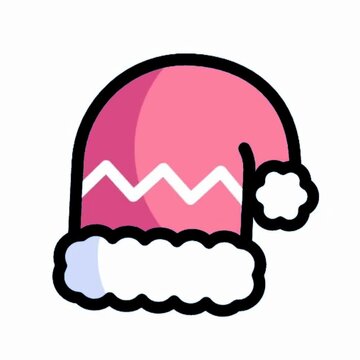 Pink Santa Hat with White Trim and Pattern Icon, Cute Christmas Illustration