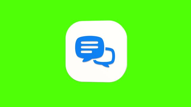 3D animated speech bubble feedback icon on a white rounded card with a green screen background. Smooth loop motion, perfect for mobile app UI, customer service, and video editing elements.