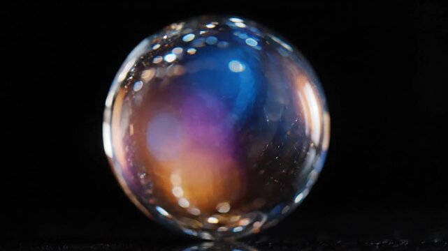 Abstract Glass Sphere with Colorful Bokeh Lights