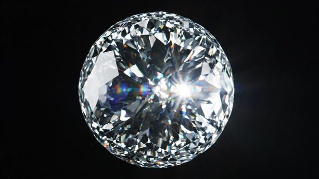 Sparkling Round Brilliant Diamond on Black Background