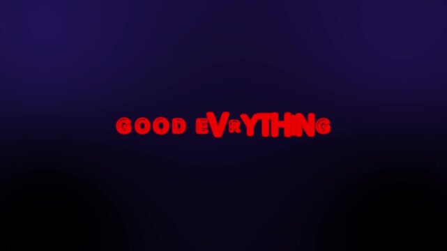 Good everything text reveal animation on dark purple background.