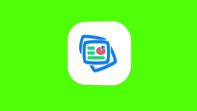 3D animated presentation report icon on a white rounded card with a green screen background. Smooth loop motion, perfect for mobile app UI, business pitch, and video editing elements.