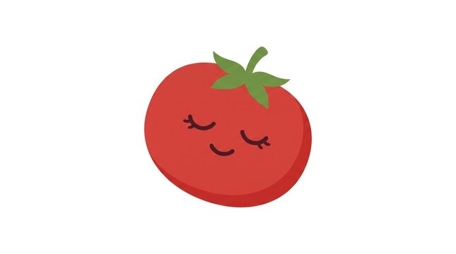 Sleepy content tomato vegetable character with closed eyes vegetable character peaceful isolated
