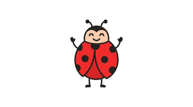 Friendly cartoon ladybug character with spotted red wings character illustration childish