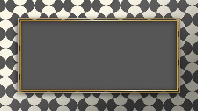 Gold Line Frame Animation over Retro Tile Pattern Background with Center Copy Space 4K
