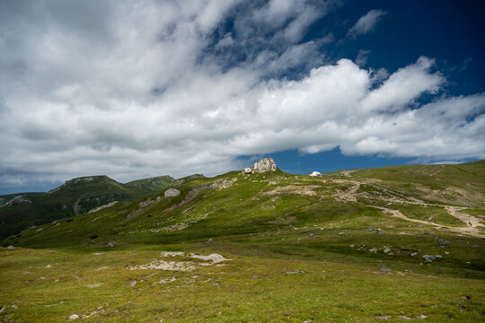 Bucegi mountain landscape with clouds - Romania