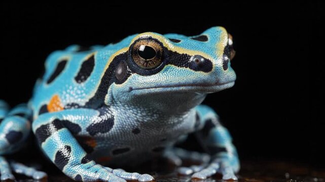 Exotic Blue Poison Dart Frog Macro Shot