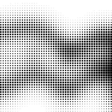 Abstract halftone pattern with black square dots on white background for graphic design