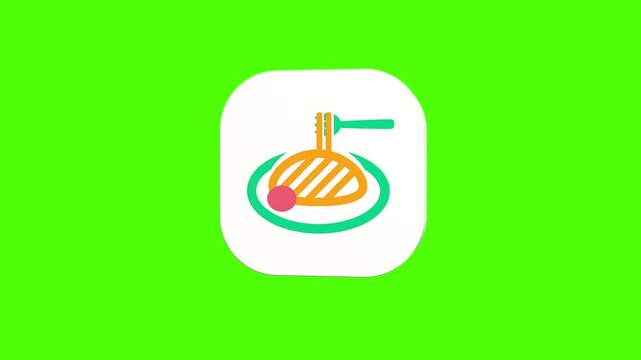 3D animated italian spaghetti pasta icon on a white rounded card with a green screen background. Smooth loop motion, perfect for mobile app UI, restaurant menu, and video editing elements.