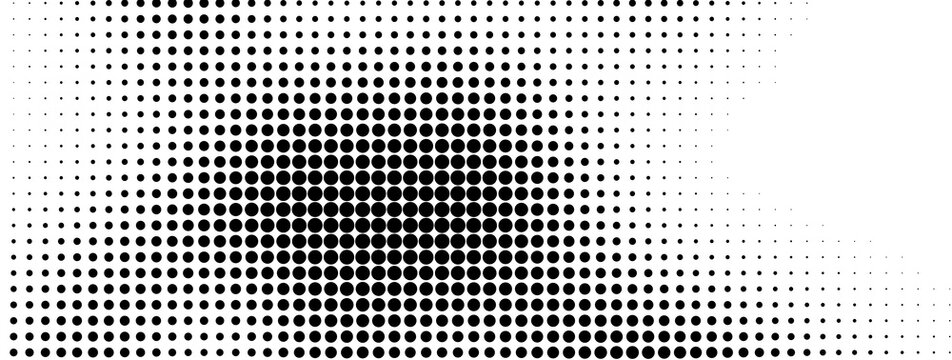 Abstract halftone pattern with black dots on white background for modern graphic design